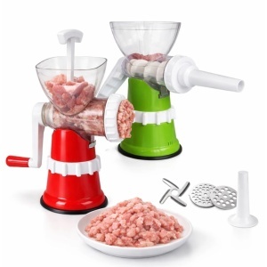 Tocător Carne Manual 24x15 cm din Plastic, cu Bază Antialunecare și Accesorii pentru Tocare și Umplere Cârnați Diferite Culori - Img 2
