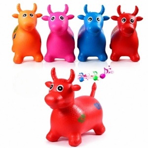 Animalut Gonflabil pentru Sărit 50×40×25cm, din Cauciuc, Model Văcuță, cu Sunete Muzicale, pentru Copii, Diferite Culori
