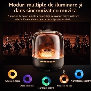 Boxă Audio Bluetooth Portabilă 13x11cm Model Cristal Acustic Mini, luminare LED Multicoloră USB - Img 2