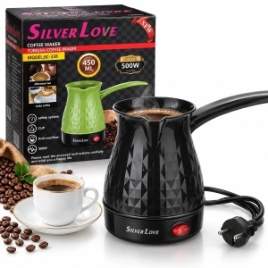 Cafetiera Electrica Silver 450ml 500W, 12.5x10x8cm, Ibric Electric, Diferite Culori