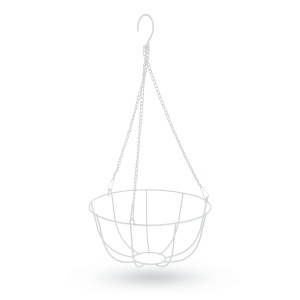 Coș de metal agățat - pentru fixarea ghivecelor de flori - 25 cm - alb