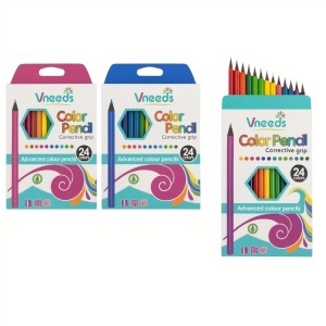 Creioane Colorate 17cm Clasice 24 Culori, din Lemn 6/set Diferite Culori