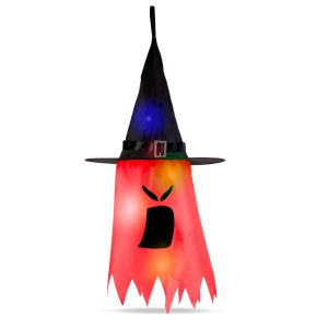 Decor LED Halloween - fantomă - roșu - LED 10 culori - suspendabil - 2 x 2032 - 75 x 35 cm - Img 2