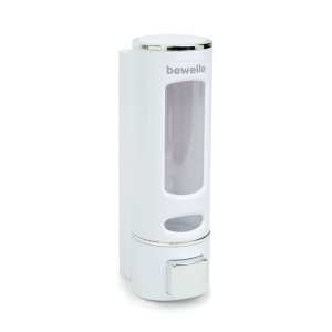 Dozator de săpun manual, pentru perete, cu capacitate de 400 ml, culoare albă - Img 3