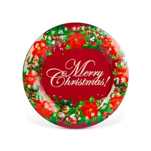Farfurie de Crăciun – plastic – „Merry Christmas” – 37,5 cm - Img 2