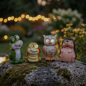 Figurine solare animale - 4 modele - cu ochi mobili - 104 x LED SMD - 20 cm