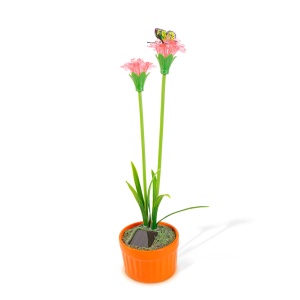 Floare solară colorată - 8 x 8 x 32 cm - 10 LED-uri alb cald - roșie - Img 3