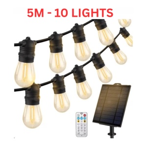 Ghirlandă solară 5 m cu 10 becuri decorative și telecomandă