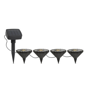 Ghirlandă solară LED cu țăruș - flori - colorată - neagră - plastic - 360 cm