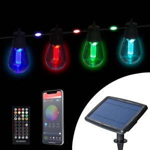 Ghirlandă solară smart LED RGB - 84+15 LED-uri - 14,5 m - Bluetooth