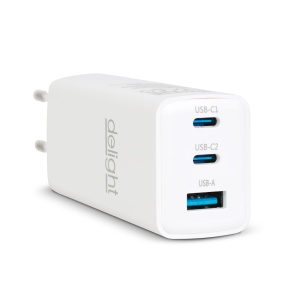 Încărcător cu încărcare rapidă USB-A (20 W) + Type-C Power Delivery (PD 45 W) - Alb