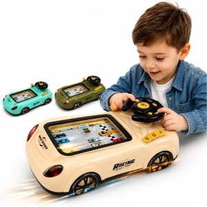 Joc de Curse Auto Racing Adventure 43x23x14cm, cu Volan, Lumini și Sunete, Evitare Obstacole, Diferite Culori
