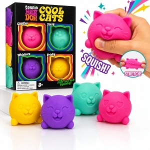 Jucărie Squishy Pisica 4/Set, Model Cool Cats 5cm, Slow Rising, Antistres, Moale și Elastică, Diferite Culori