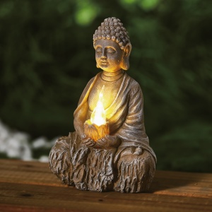 Lampă solară Buddha - 1 LED - 12,5 x 8,5 x 19 cm - 2 modele - Img 2