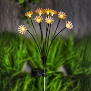 Lampă solară LED cu țăruș - mușețel - 10 LED-uri alb cald - 80 cm