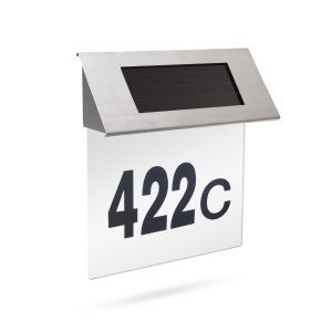 Lampă solară pentru număr de casă din oțel inoxidabil - 19 x 18,5 x 5 cm - Img 2
