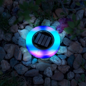 LED-uri care înjunghie lampa solară - circulară - LED color RGB - 105 x 128 mm