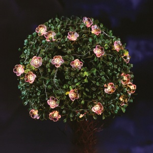 Lumini solare - floare - 2,4 m - 25 LED-uri alb cald