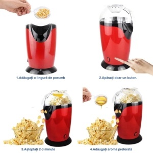 Mașină de Popcorn Electrică Automată 30×17×12cm, cu Aer Cald Operare cu un Singur Buton Fără Ulei - Img 3