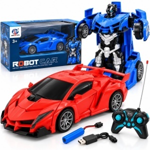 Masina Transformabila Robot cu Telecomanda, 25cm, Acumulator Reincarcabil, Diferite Culori