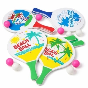 Palete de Tenis 2/set pentru Plaja, 38x24cm din Lemn cu Minge
