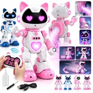 Robot Interactiv 35cm, cu Telecomanda, Control prin Gesturi, Pulverizare, Lumini LED, Muzica si Miscare, Diferite Culori