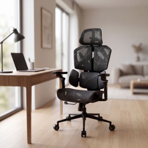 Scaun rotativ de birou TitanMesh Pro cu perne laterale - negru - 119 x 72 x 73 cm - Img 3