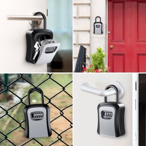 Seif portabil pentru chei cu arc/agatătoare cu blocare - metal - 170 x 95 x 40 mm - Img 2
