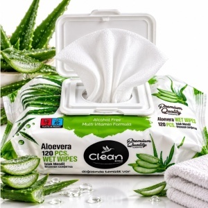 Servetele Umede cu Aloe Vera, 120 Buc/Pachet, Fara Alcool, cu Multivitamine