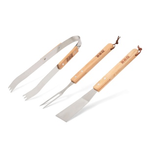 Set dispozitiv grill - 3 db - mâner din lemn