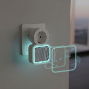 Sonerie wireless digitală fără baterie - Kinetic - priză 220-240V AC - albă - LED albastru - Img 2