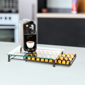 Suport metalic pentru capsule de cafea – pentru 60 capsule Nespresso – 410 x 260 x 60 mm – negru mat