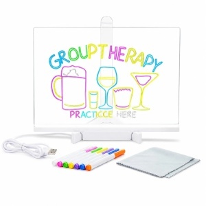 Tăbliță LED Electrică pentru Mesaje 30x20cm, Panou Acrilic Reutilizabil, Alimentare USB, 7 Markere Colorate, Lavetă și Suport Inclus - Img 2