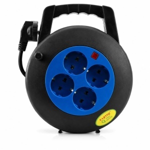 Tambur Prelungitor Electric 15m, cu 4 Prize cu Împământare, 800W / 250W, Cablu Rezistent, Mâner Ergonomic pentru Transport