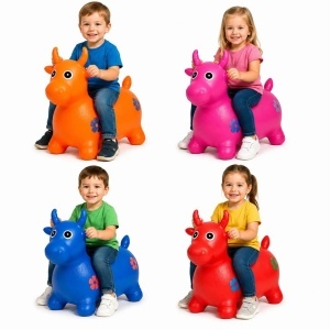 Animalut Gonflabil pentru Sărit 50×40×25cm, din Cauciuc, Model Văcuță, cu Sunete Muzicale, pentru Copii, Diferite Culori - Img 2