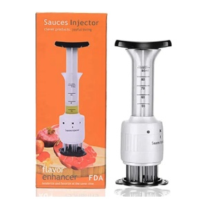 Aparat pentru fragezit carnea cu recipient pentru ulei / sos - sauces injector