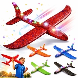 Avion Planor LED 48cm, din Spumă, Lumini Multicolore, Diferite Culori