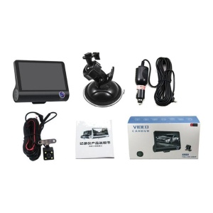 Cameră auto DVR cu 3 camere, ecran, cameră de marșarier, Full HD 1080P
