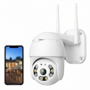 Cameră Supraveghere Wi-Fi 16.7cm, Rotire 360° cu o Singură Unitate de Supraveghere, Vedere Nocturnă LED, Audio Bidirecțional, Detectare Mișcare, Suport Card MicroSD, Antene Duale, Control prin Telefon