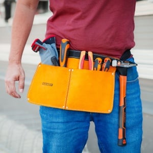 Centură din piele pentru scule – 35 x 20 cm – 2 buzunare