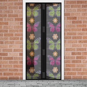 Cortina de țânțar pentru ușă - magnetic - 100 x 210 cm - fluture floral
