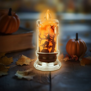 Decor lumânare LED Halloween - liliac - LED portocaliu - 3 x LR1130 - 5 x 5 x 10 cm