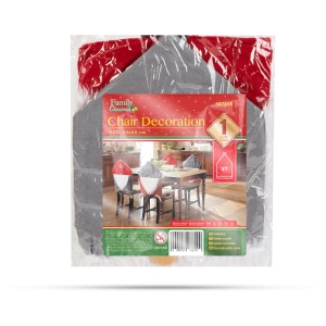 Decor pentru scaun, cu motive de Crăciun – spiriduș scandinav - 50 x 60 cm - gri/rosu - Img 2