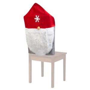 Decor scaun de Crăciun - spiriduș scandinav - 50 x 60 cm – roșu / gri