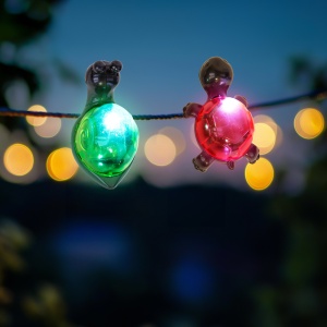 Decor solar cu clemă - broască țestoasă, albinuță, melc, gărgăriță - 10 x 6 x 14 cm - LED alb - Img 2