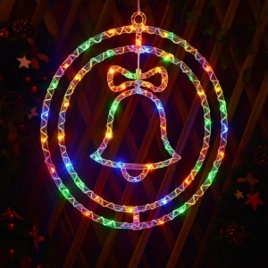 Decoratiune Crăciun 30cm Model Clopotel cu Lumină Multicoloră LED, Ornament Suspendat Transparent - Img 2
