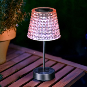 Defect! Lampă de masă solară - LED roz - alb rece - plastic - 26 x 12 cm - Img 2