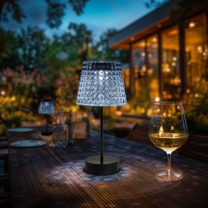 Defect! Lampă de masă solară - LED transparent - alb rece - plastic - 26 x 12 cm