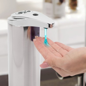 Distribuitor automat de săpun - 220 ml - picioare - baterie - crom