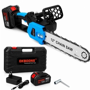 Drujba Electrica cu Acumulator 65cm, Lamă 12, 48V, 2 Acumulatori, Încărcător, Cheie și Cutie de Transport